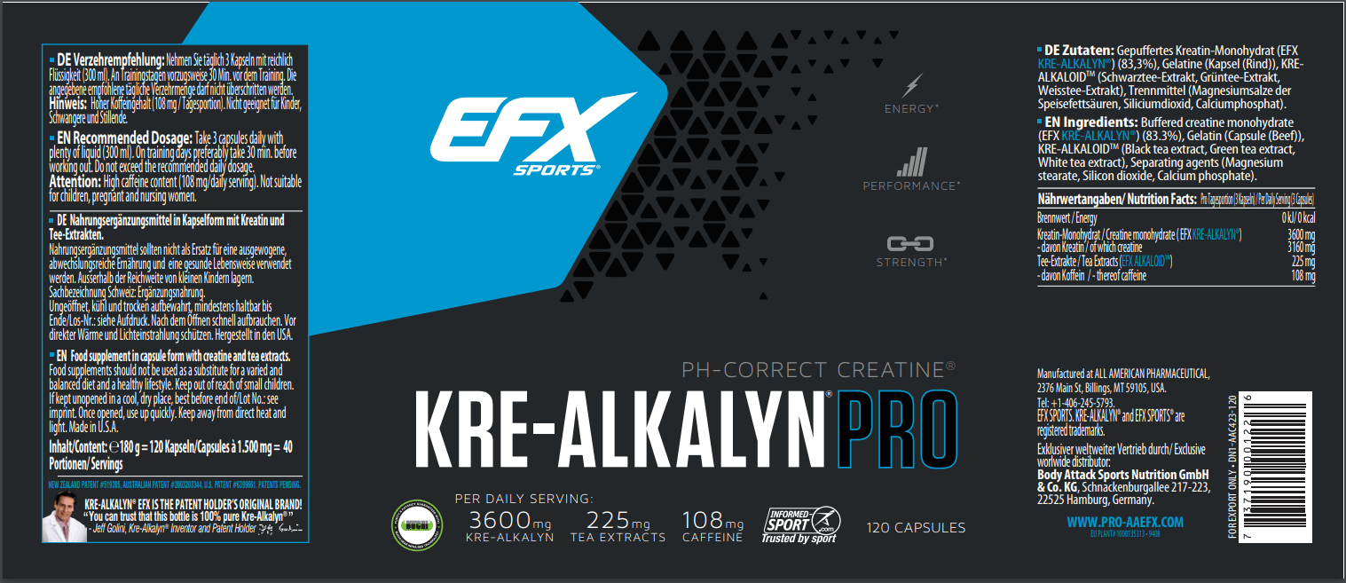 EFX Kre-Alkalyn PRO - 120 Caps - getboost3d