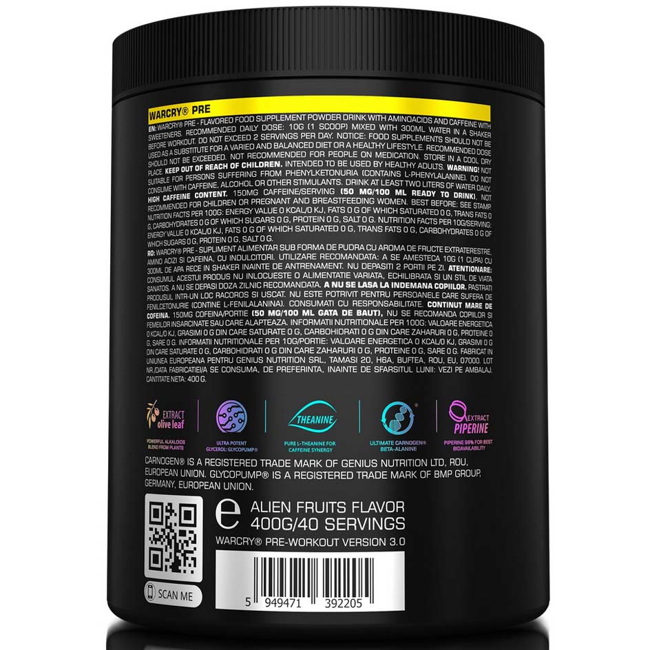 Genius Nutrition Warcry Pre 400g - getboost3d