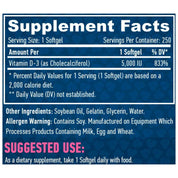 Haya Labs Vitamin D3 - 5000 IU - 250 Softgels