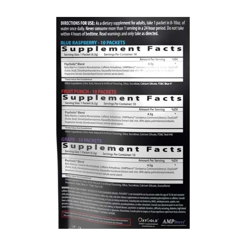 Insane Labz Psychotic Single Serving Variety Packs 30 Servings - getboost3d
