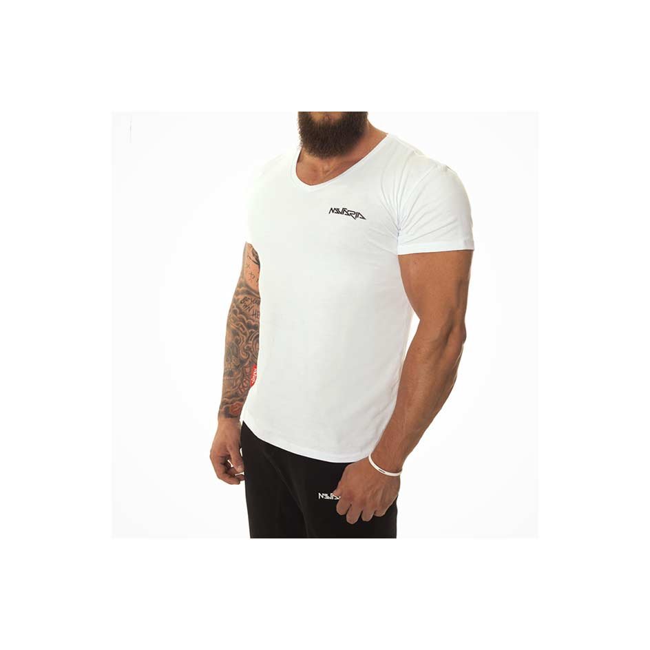 Mutaria T-Shirt V-Neck White - getboost3d