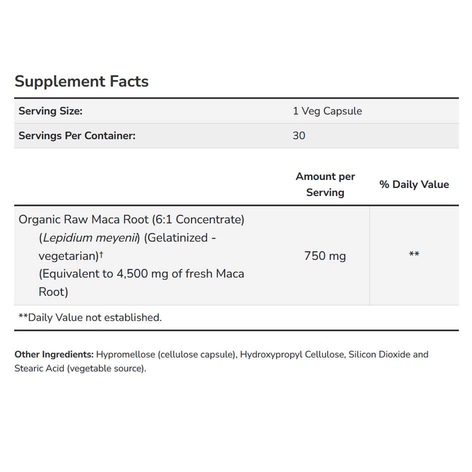 NOW Maca 6:1 - 750mg - 90 Veg caps - getboost3d