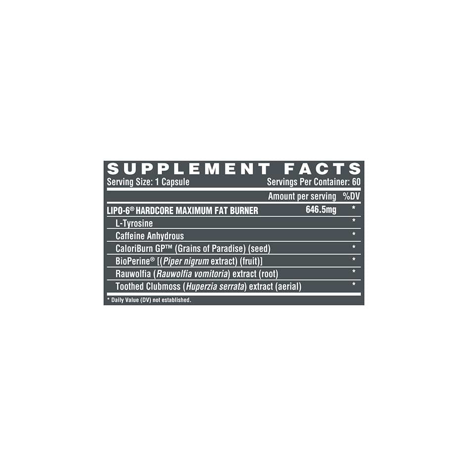 Nutrex Research LIPO-6 Hardcore 60 caps - getboost3d