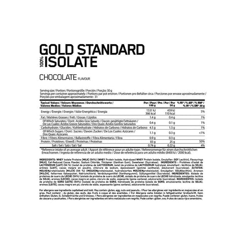 Optimum Nutrition Gold Standard 100% Isolate 930g - getboost3d