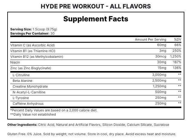 ProSupps - Hyde Pre Workout 292g – getboost3d