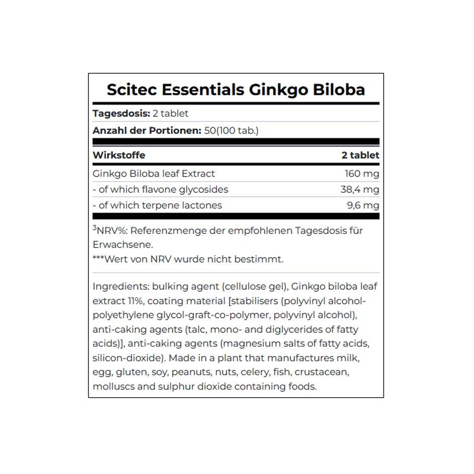 Scitec Nutrition Ginkgo Biloba 100 tabs - getboost3d