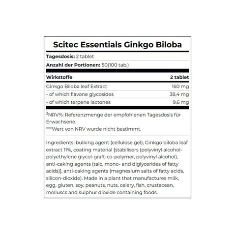 Scitec Nutrition Ginkgo Biloba 100 tabs - getboost3d