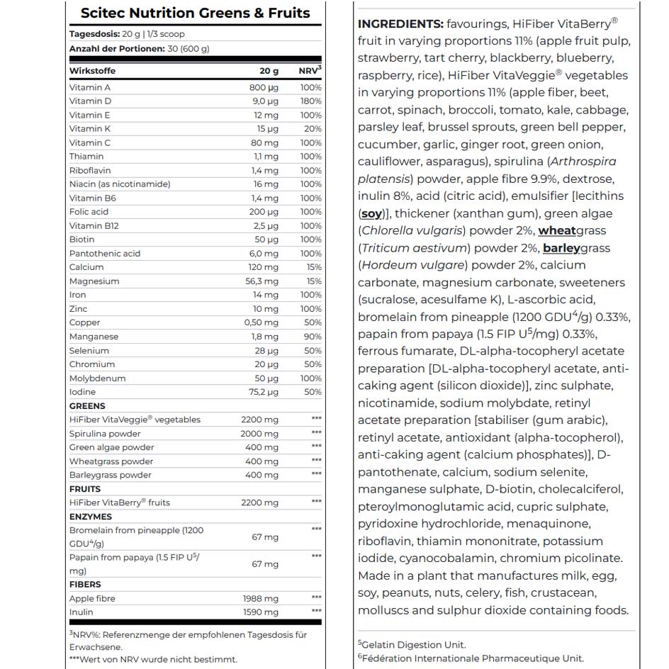 Scitec Nutrition Greens & Fruits 600g